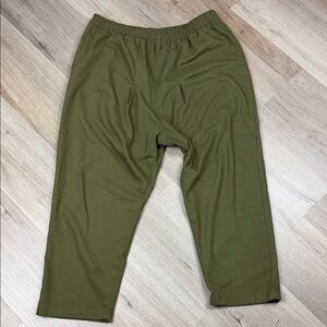 Zara Women's Olive Green Drop Crotch Harem Pants Cropped Pull On Size Large